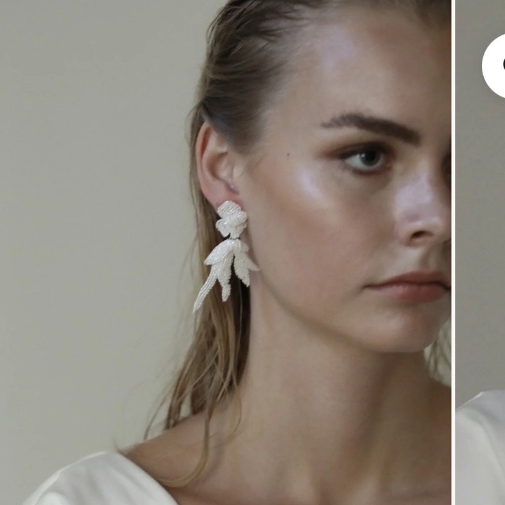 Elegant Cream Leaf Earrings